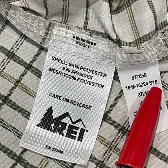 ~ REI Medium Button-Up Hiking Shirt mens brown gray quick dry tech vent stretch~ - Picture 14 of 16